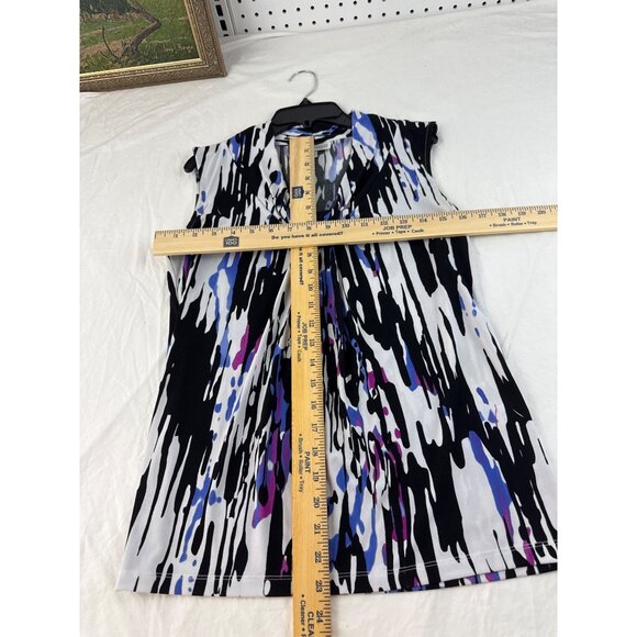 Dana Buchman Sleeveless Cowl Neck Blouse S Multicolor Abstract Stretch Top - Picture 6 of 6
